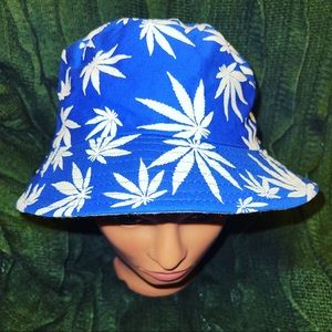 Blue Happy Leaf Bucket Hat